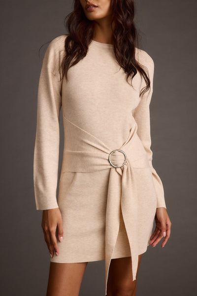 Grayden Cream Belted Mini Dress | 12th Tribe