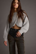Rue Grey Criss Cross Cropped Sweater