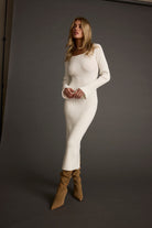 Gwyneth White Sweater Midi Dress
