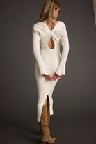 Gwyneth White Sweater Midi Dress
