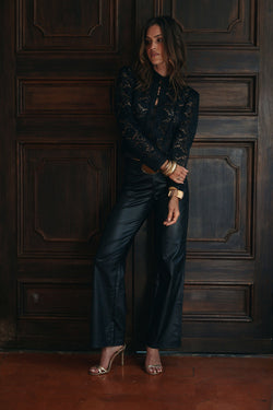 Nixon Black Coated Straight Leg Pants