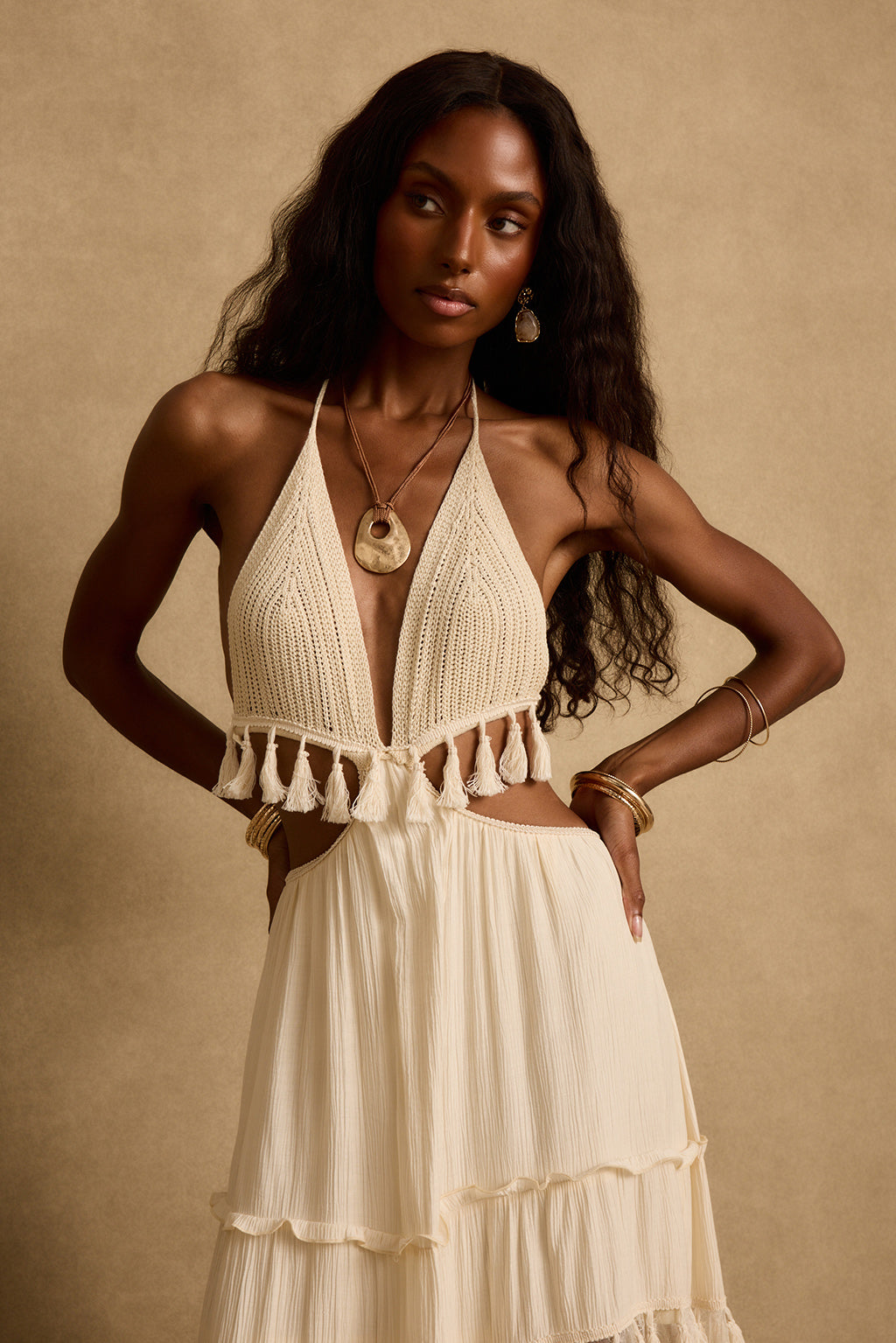 Willow Cream Maxi Dress - S Size - Women's Dresses