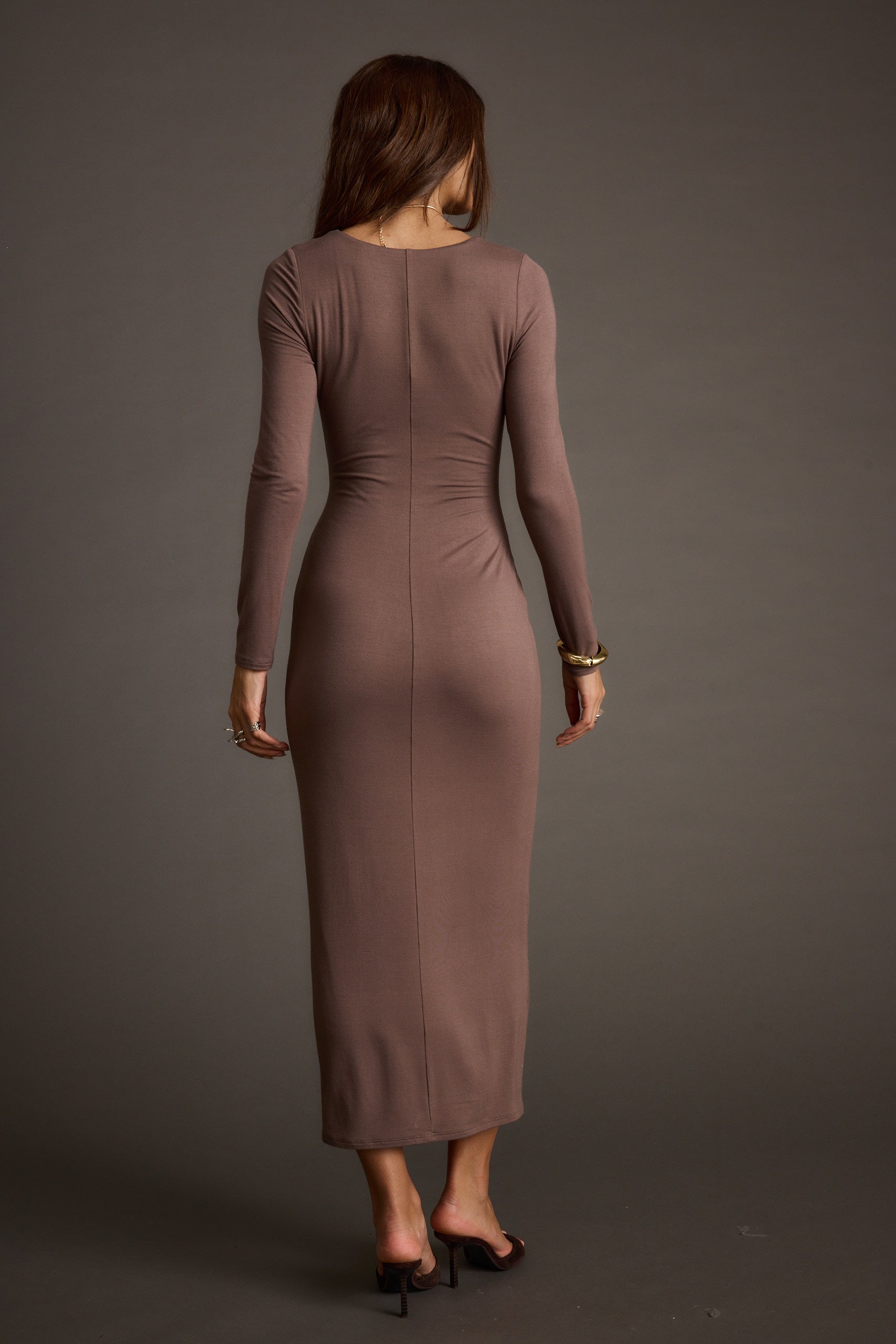 Giavana Dark Taupe Maxi Dress - XL Size - Women's Dresses - 12th Tribe Giavana Dark Taupe Maxi Dress - XL Size - Women's Dresses - 12th Tribe