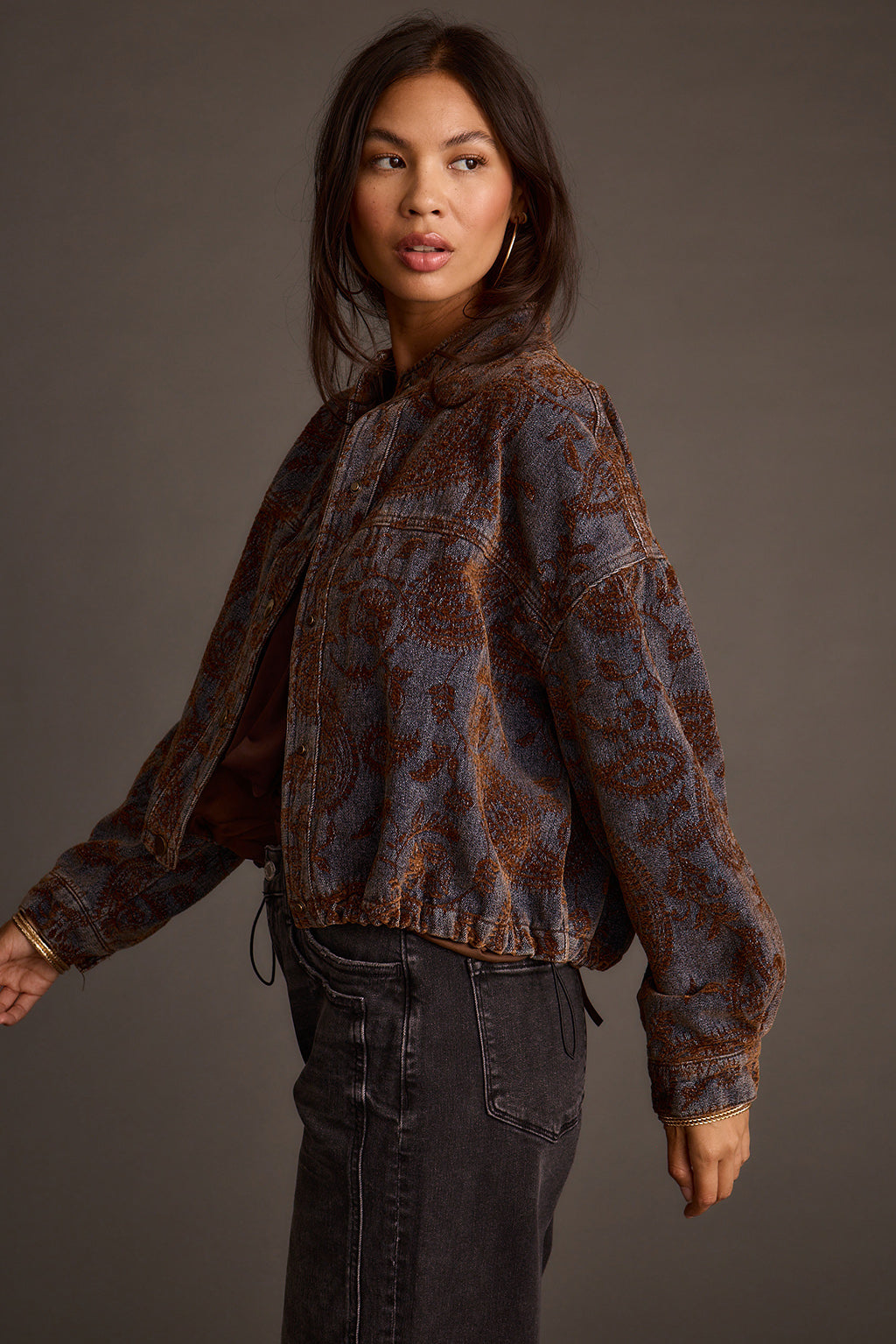 Gina Denim Paisley Embroidered Jacket