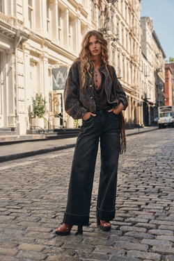 Presley Washed Black Cuffed Jeans