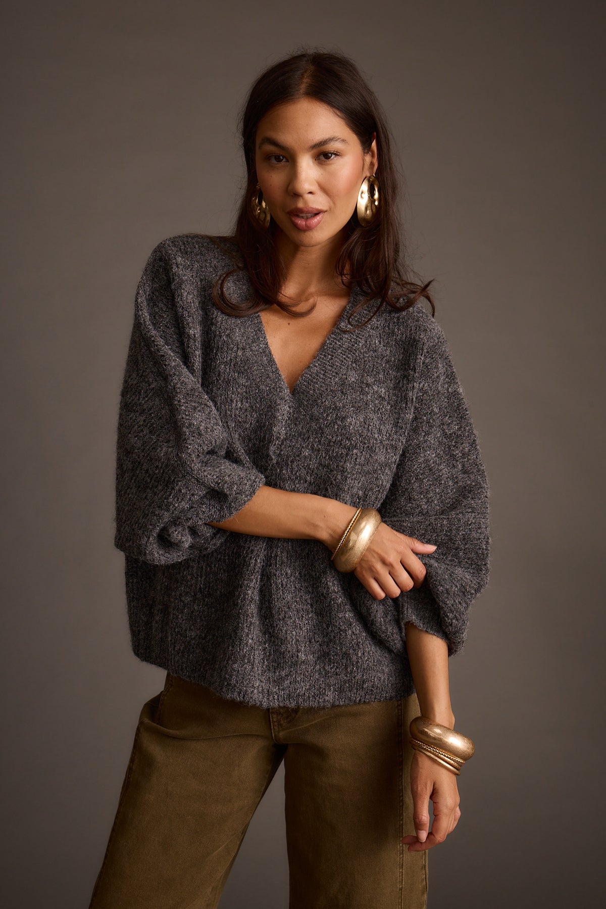 Glacier Charcoal V Neck Sweater