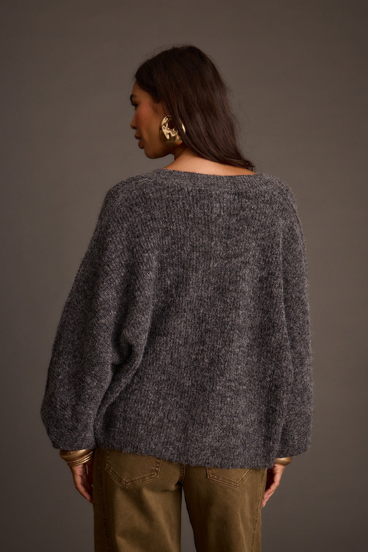 Glacier Charcoal V Neck Sweater