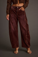 Gracyn Mulberry Velveteen Barrel Pants