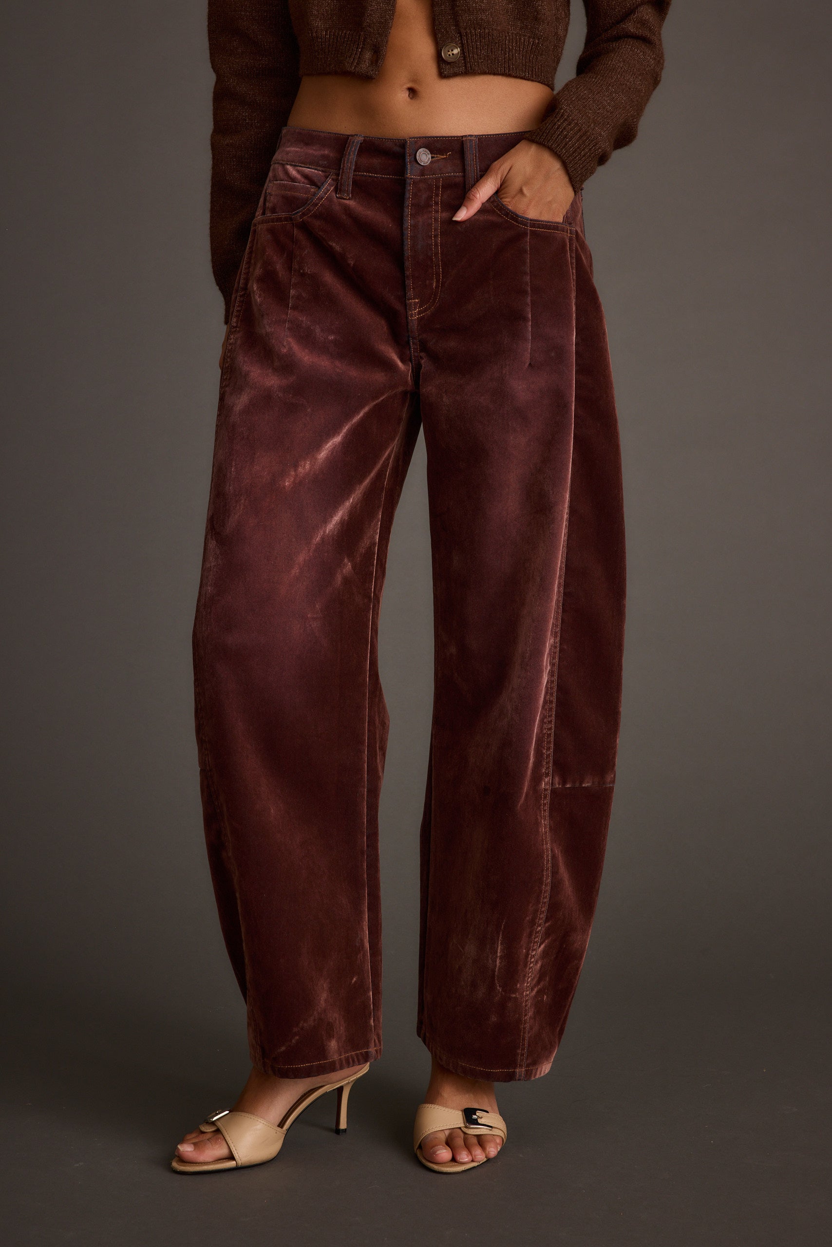 Gracyn Mulberry Velveteen Barrel Pants