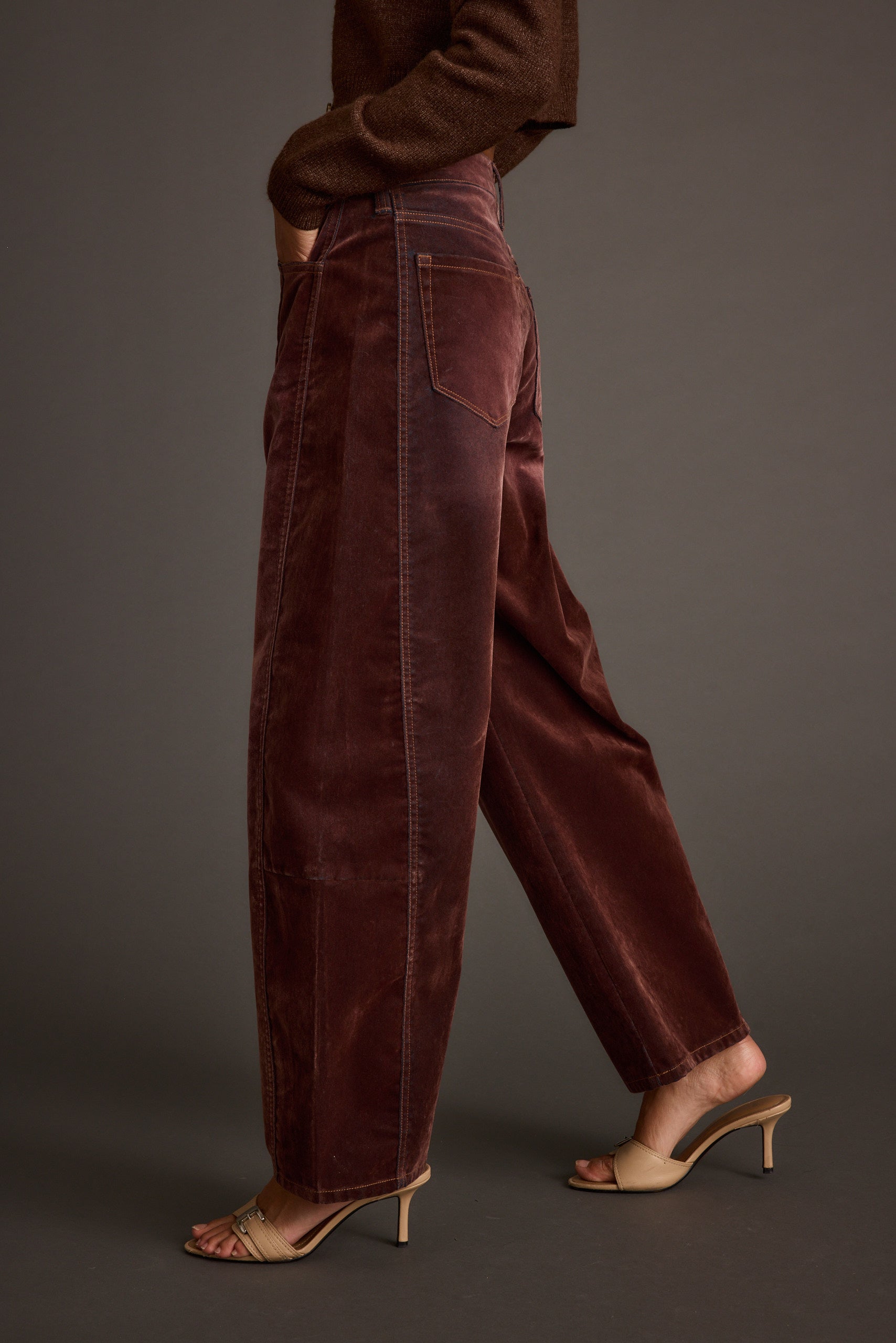 Gracyn Mulberry Velveteen Barrel Pants