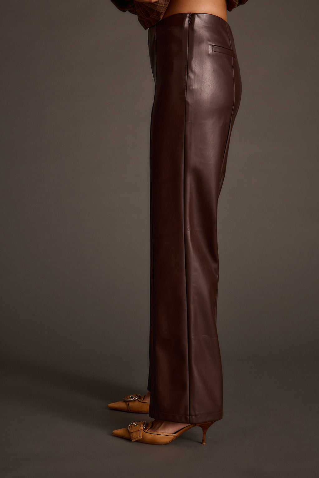 Harper Espresso Vegan Leather Flare Pants