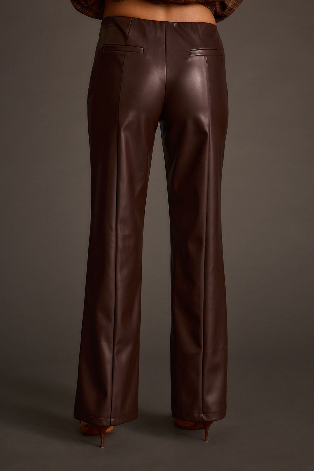 Harper Espresso Vegan Leather Flare Pants