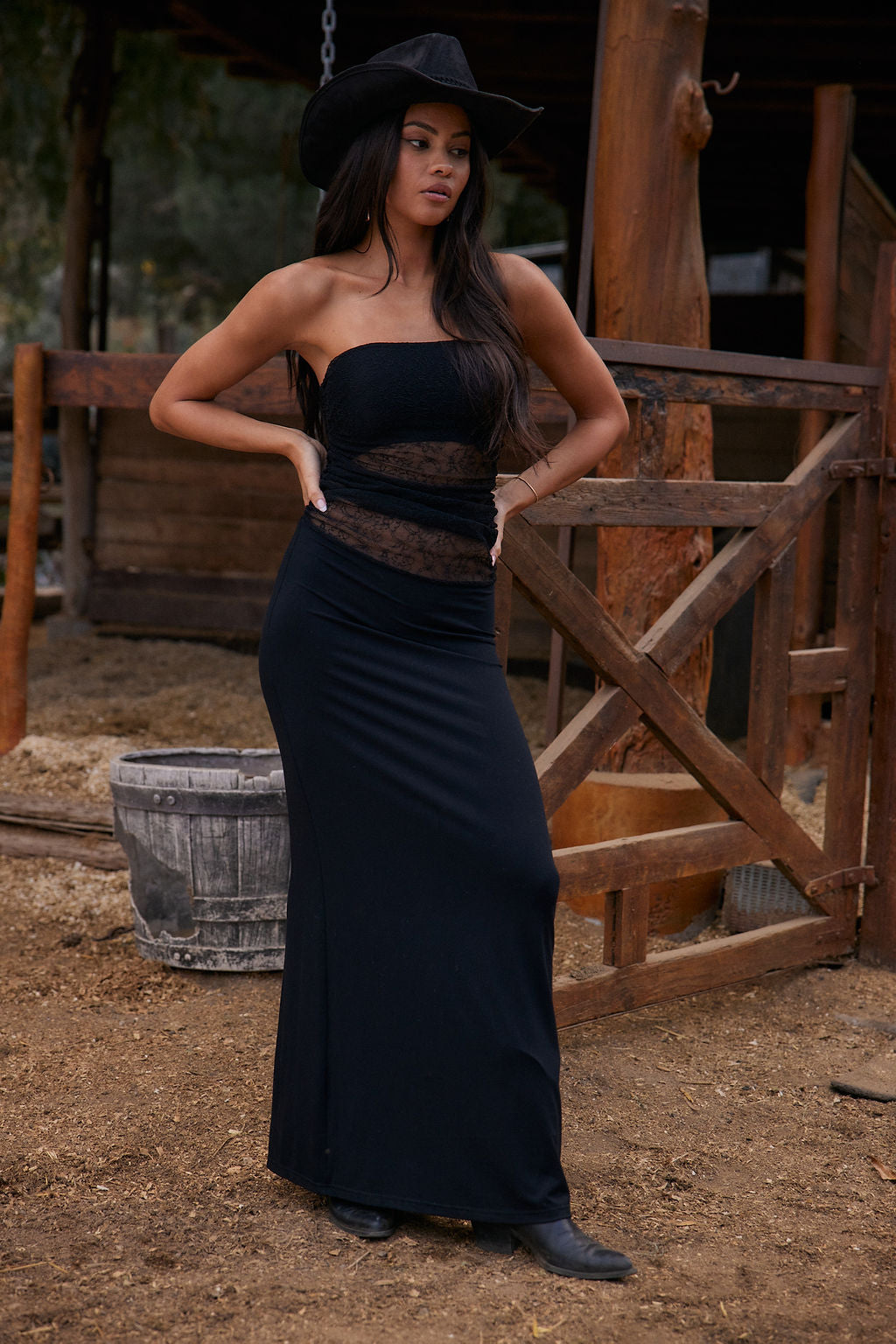 Hazel Black Lace Strapless Maxi Dress Hazel Black Lace Strapless Maxi Dress