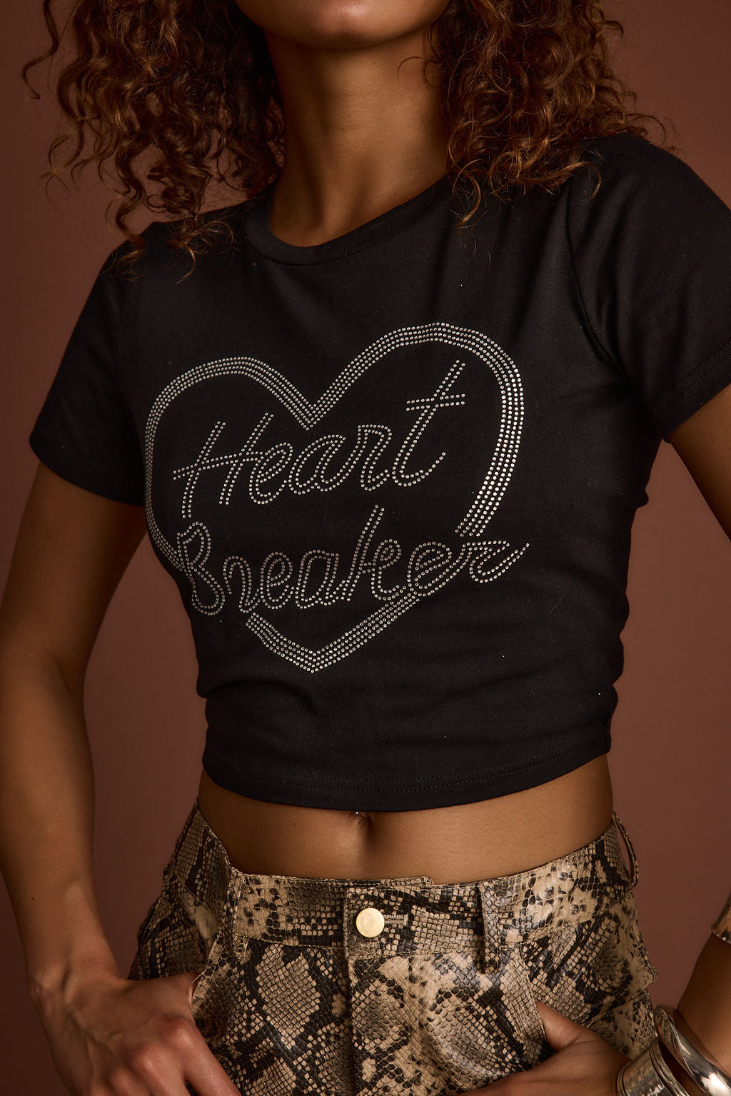 Heartbreaker Black Rhinestone Graphic Tee