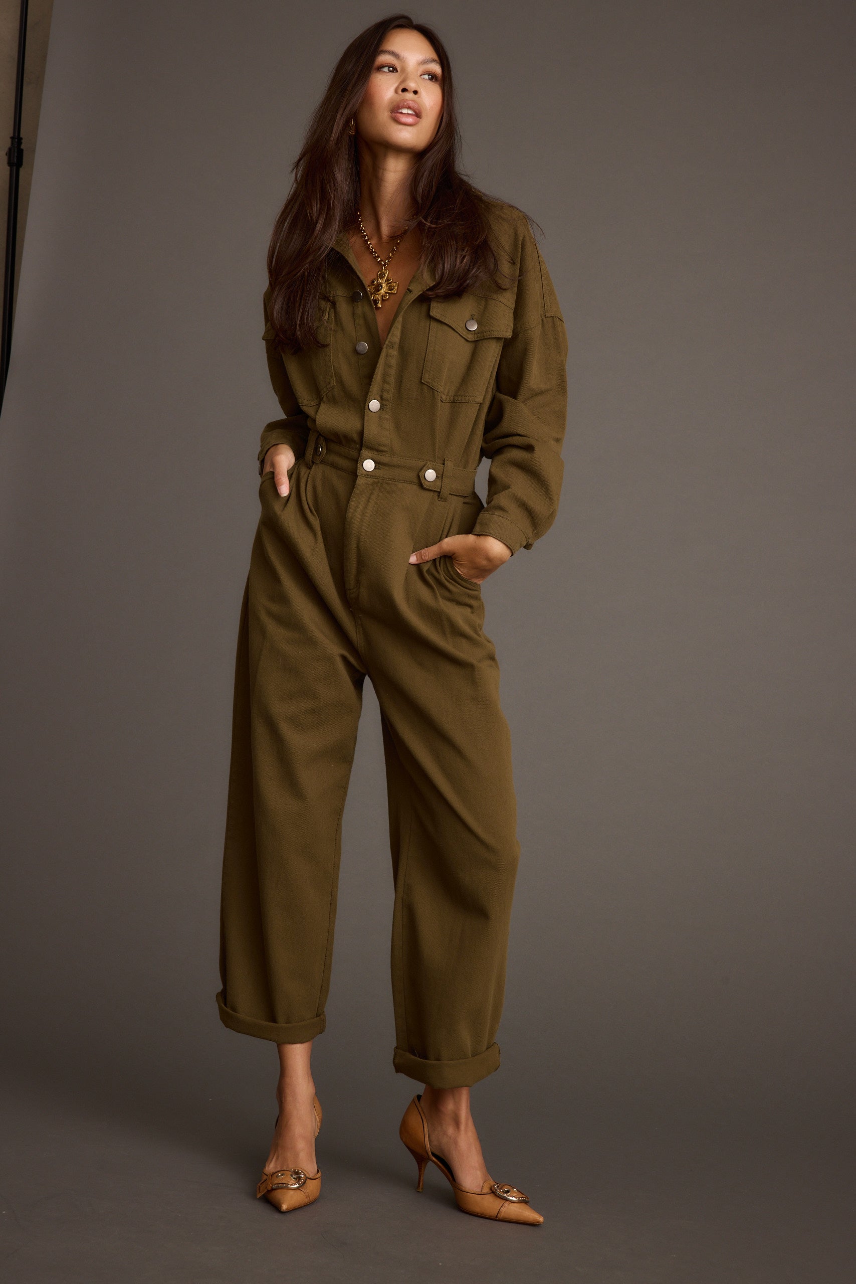 Hendrix Olive Straight Leg Jumpsuit