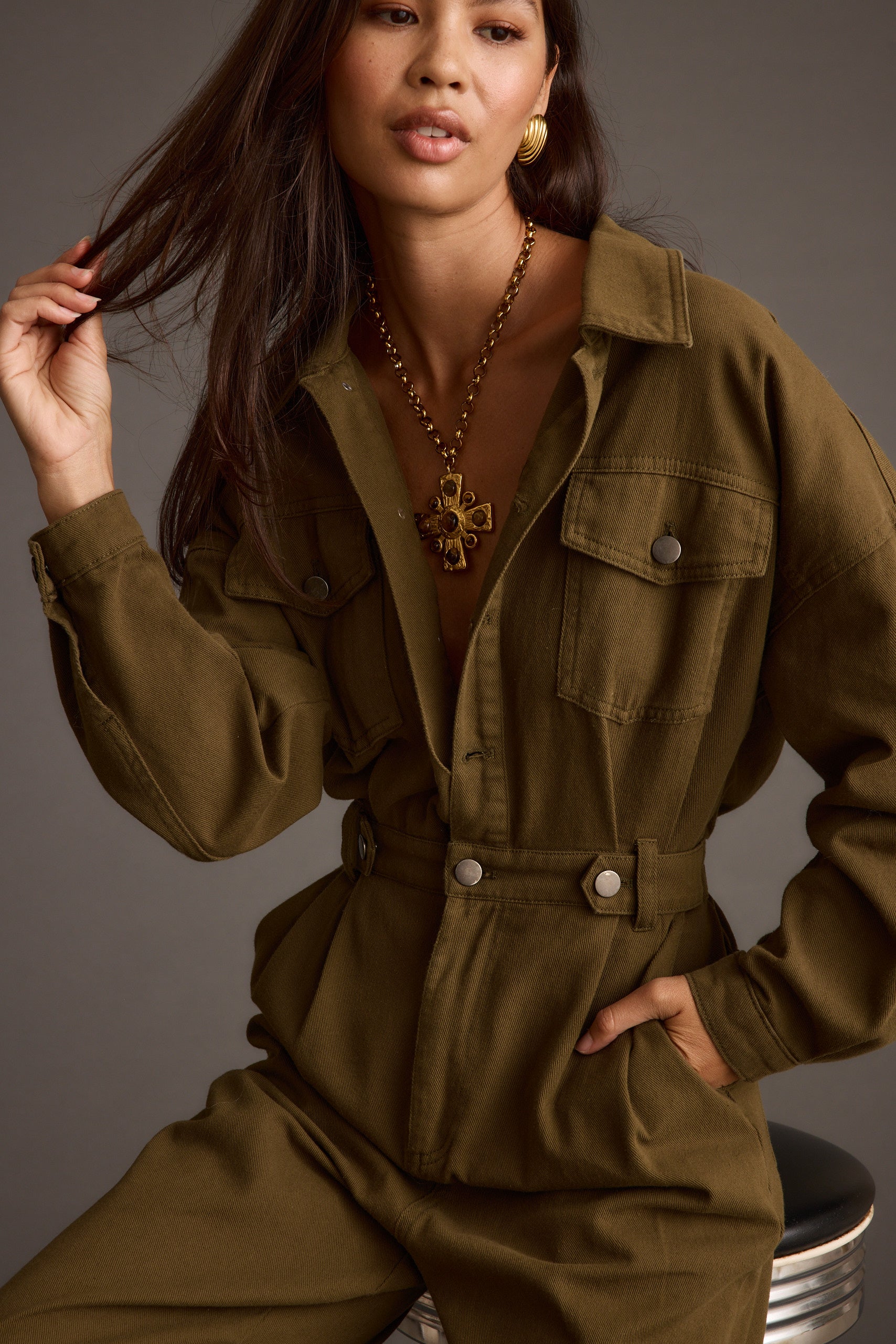 Hendrix Olive Straight Leg Jumpsuit