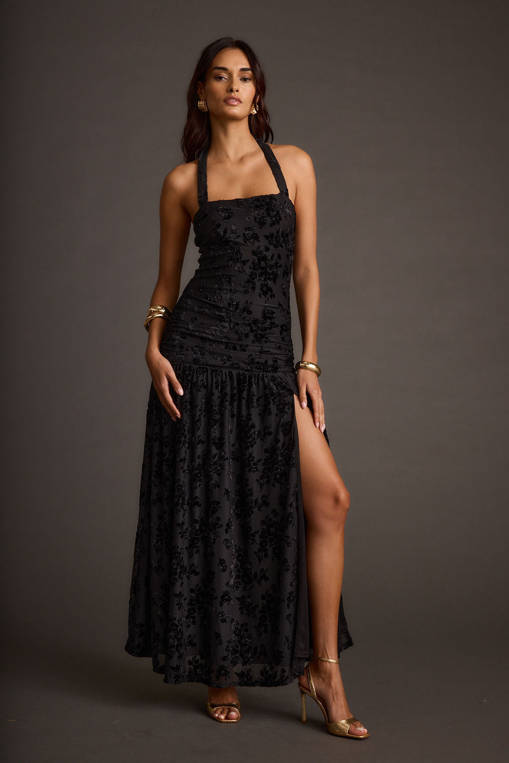 Women's Black Halter Maxi Dress