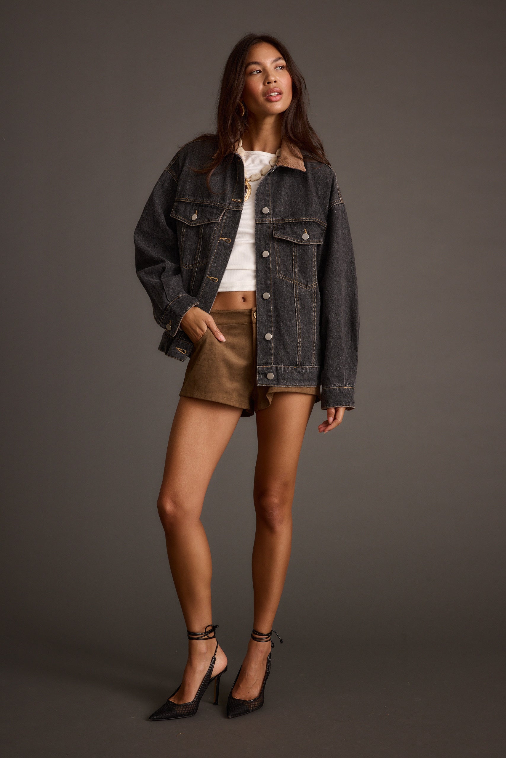 Hayes Washed Black Denim Barn Jacket