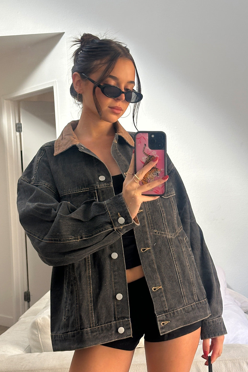 Hayes Washed Black Denim Barn Jacket