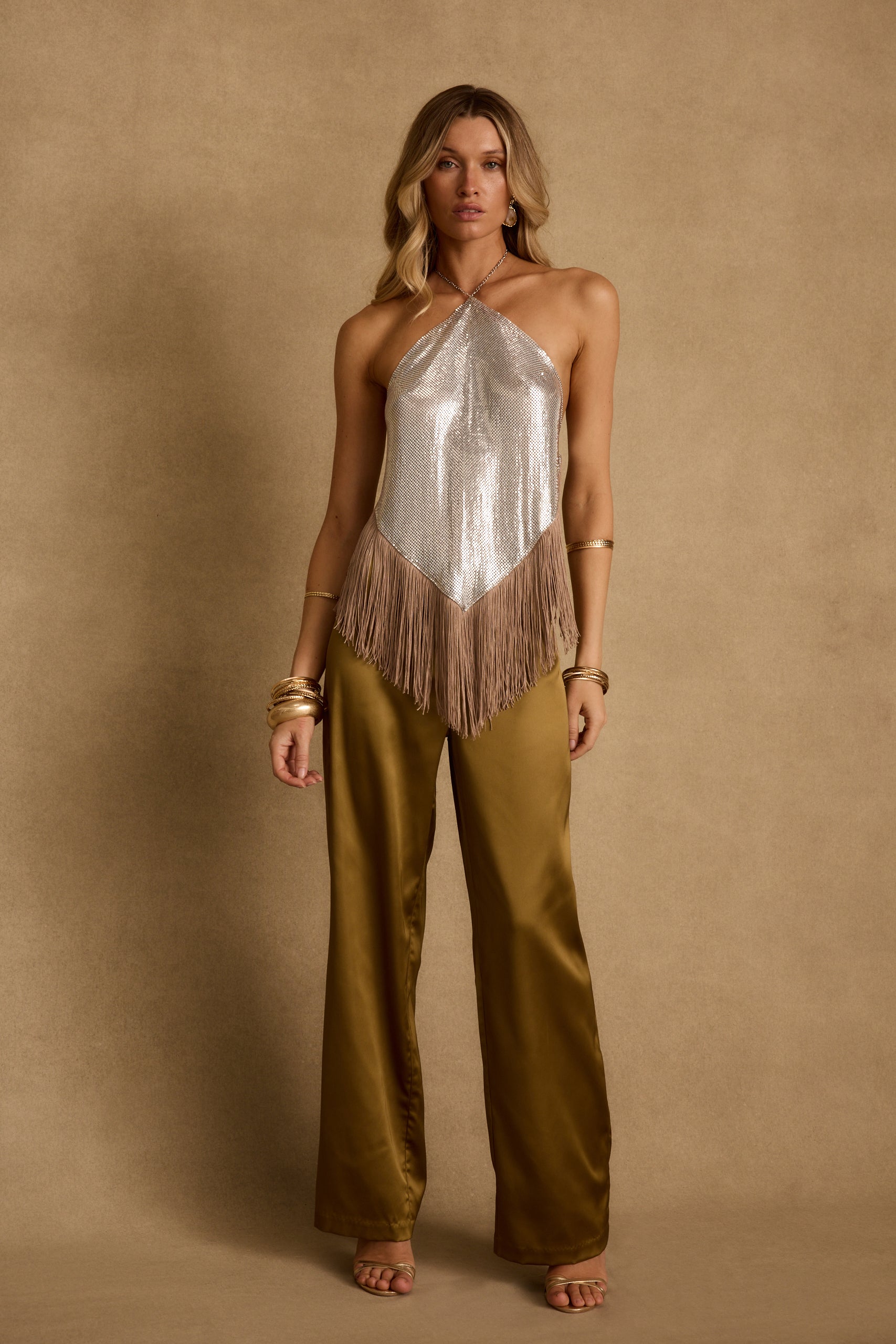 Haze Chainmail Fringe Halter Top | 12th Tribe