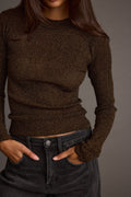 Mirage Gold Lurex Long Sleeve Top