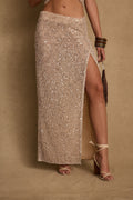 Ibiza Champagne Sequin Maxi Skirt