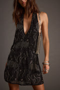 Izzie Black Beaded Mini Dress