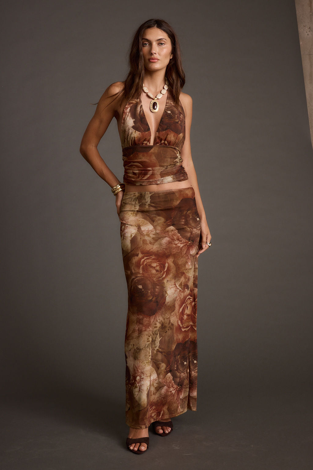 Julia Floral Mesh Maxi Skirt