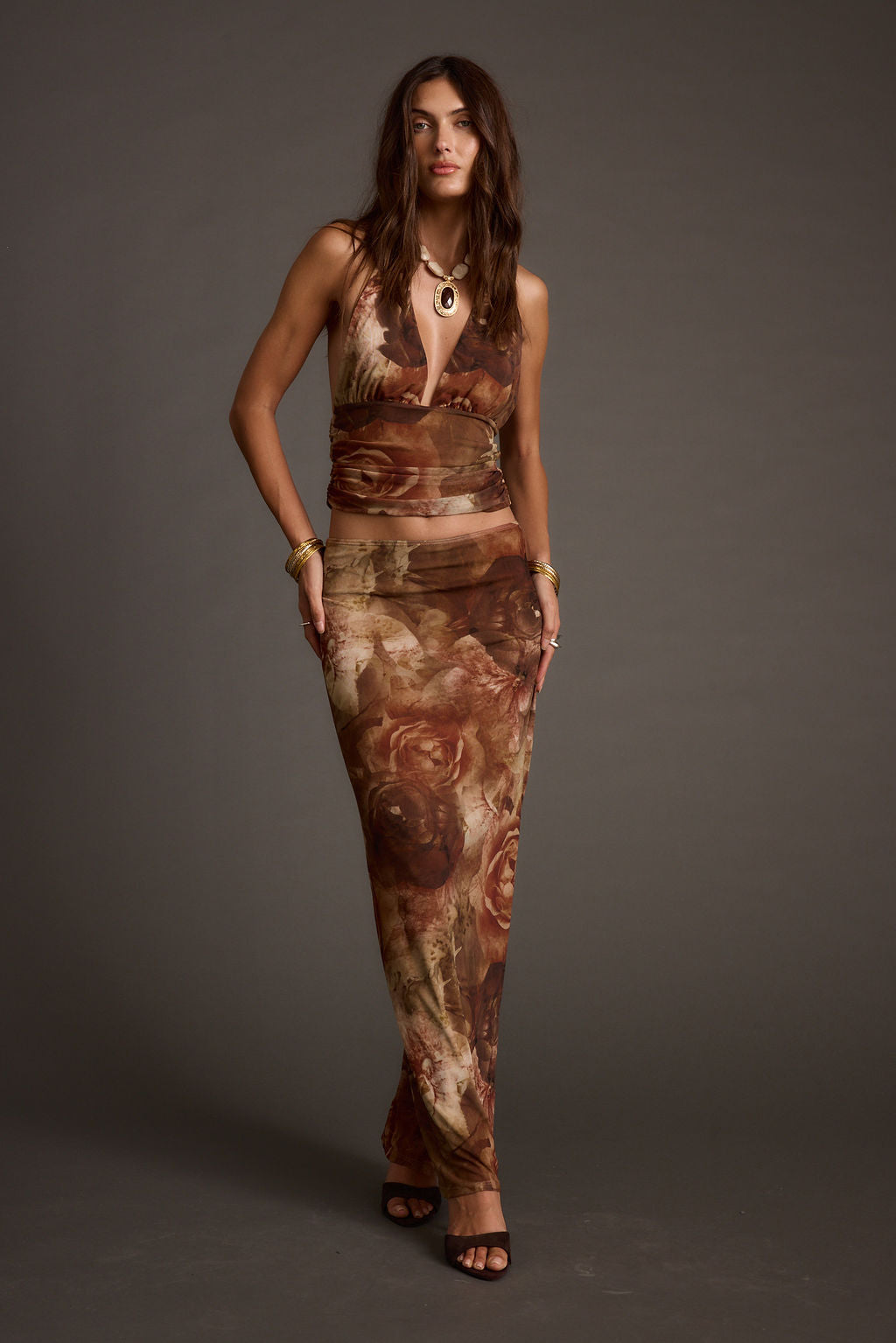 Julia Floral Mesh Maxi Skirt