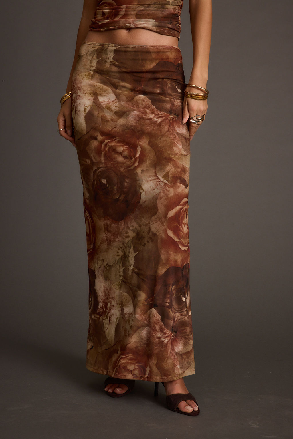 Julia Floral Mesh Maxi Skirt