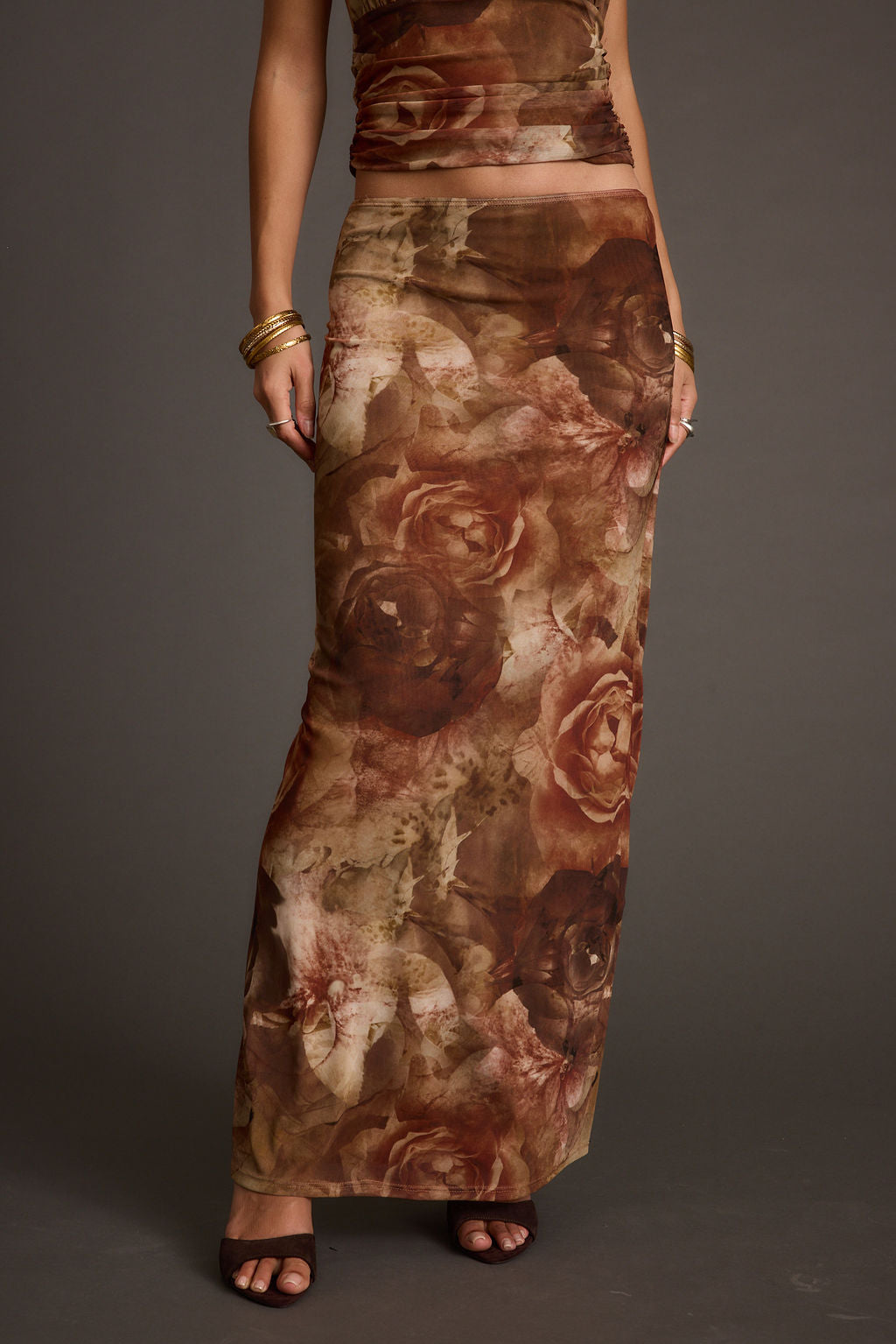 Julia Floral Mesh Maxi Skirt