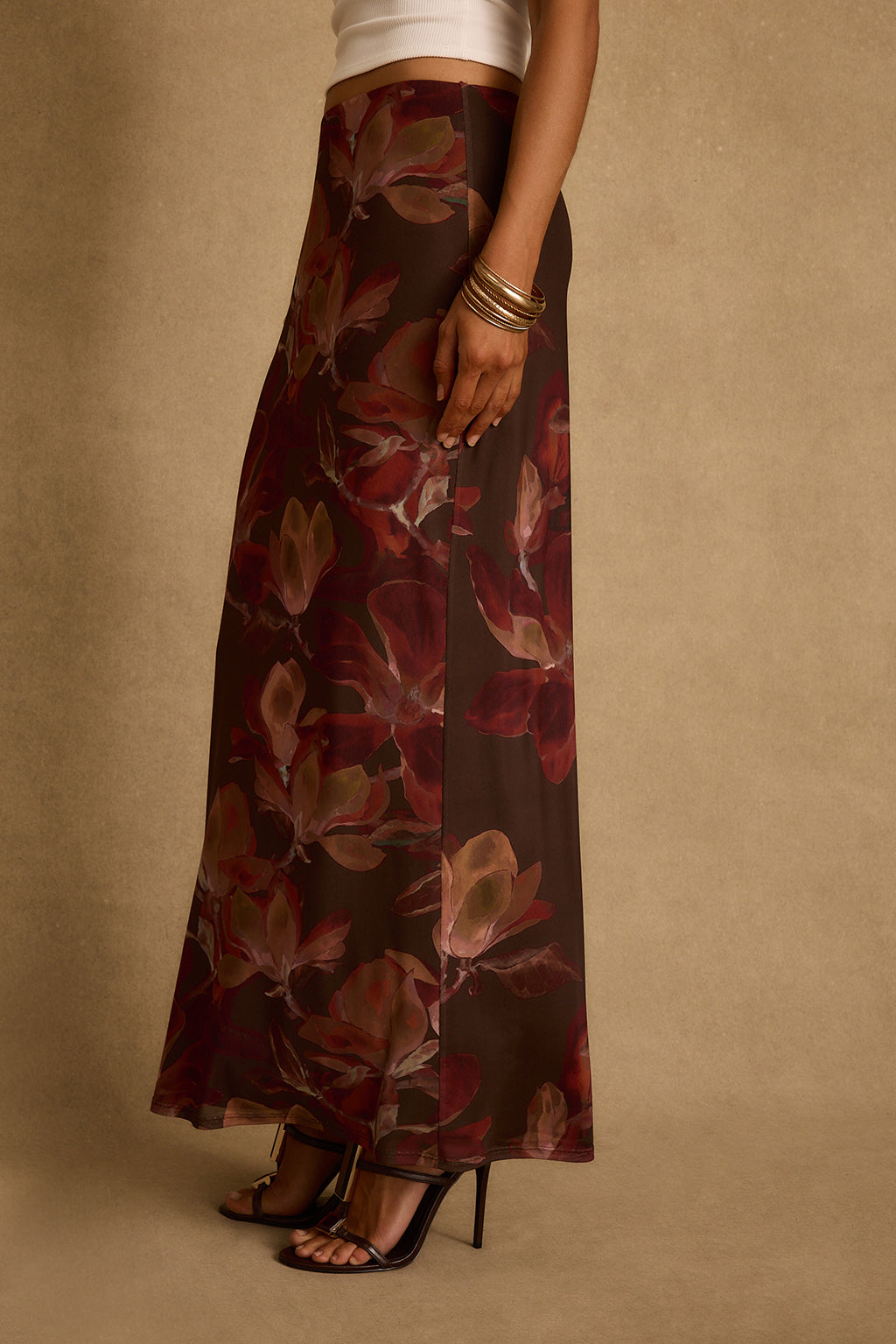Julia Mulberry Floral Mesh Maxi Skirt
