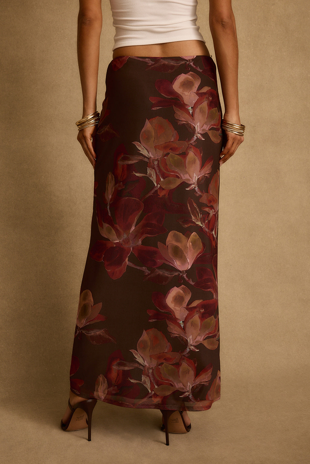 Julia Mulberry Floral Mesh Maxi Skirt