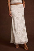 Julia White Beaded Maxi Skirt