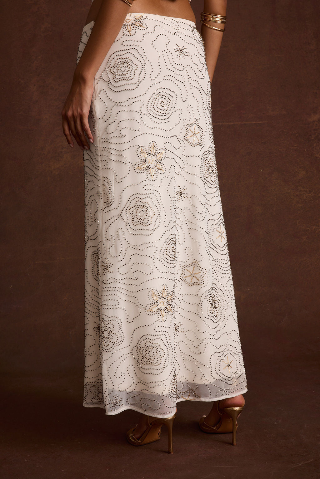 Julia White Beaded Maxi Skirt