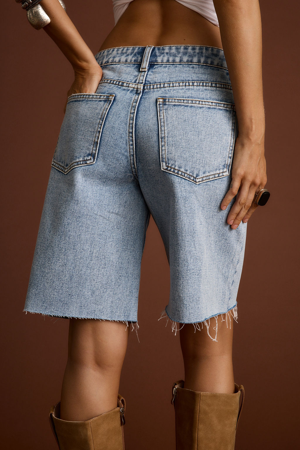 Women's Knee Length Denim Shorts | 12th Tribe