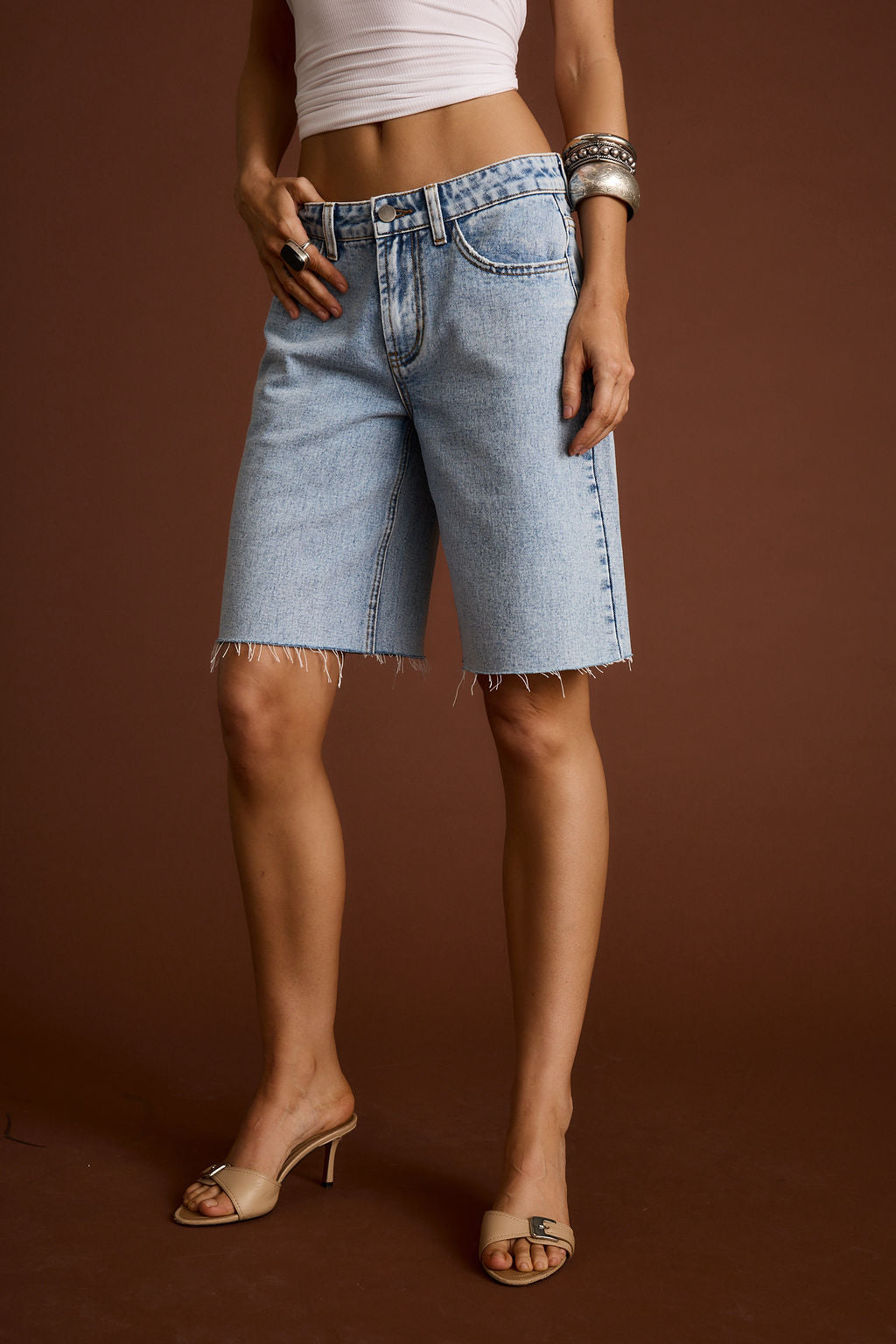 Women's Knee Length Denim Shorts | 12th Tribe