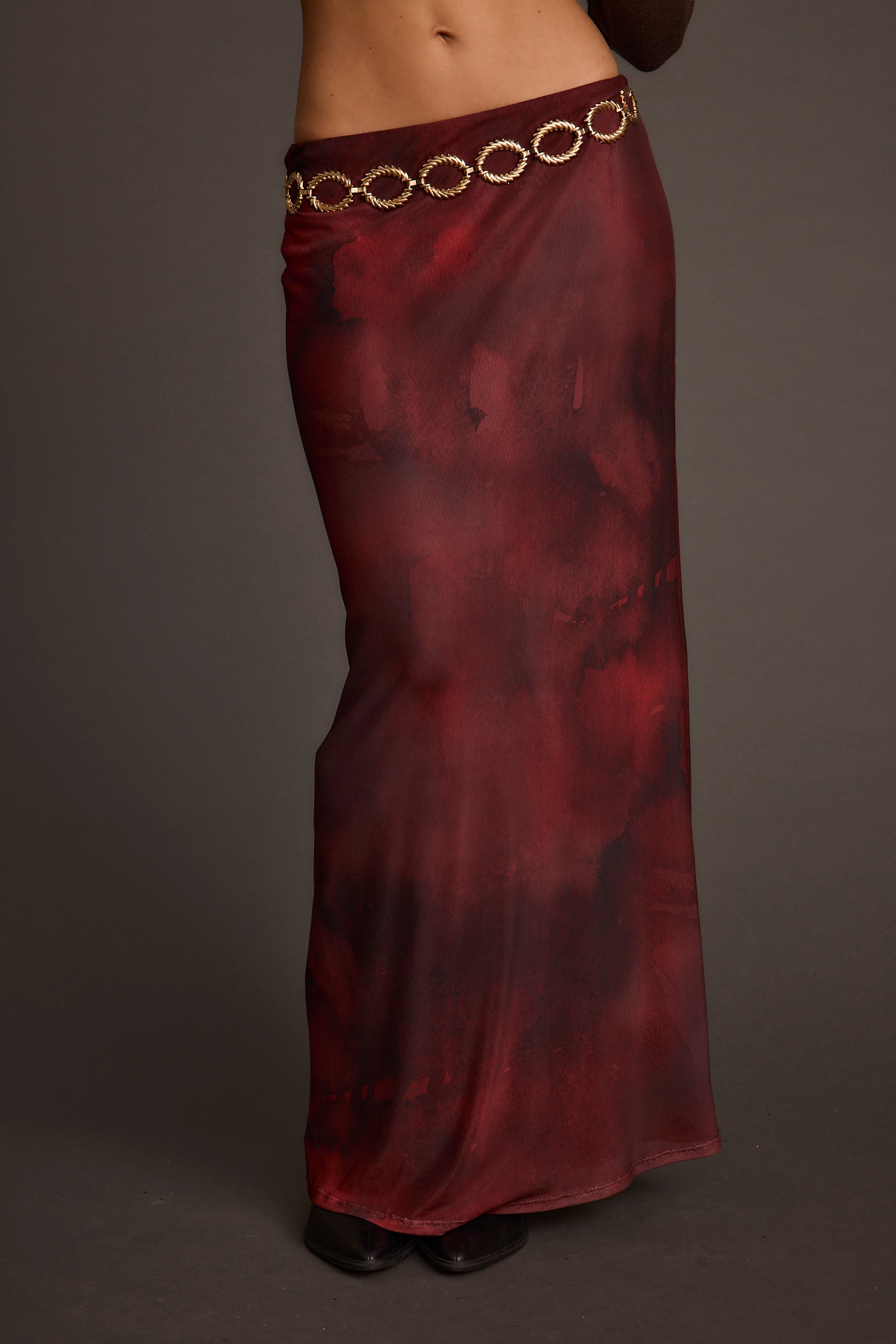 Julia Mulberry Blur Mesh Maxi Skirt