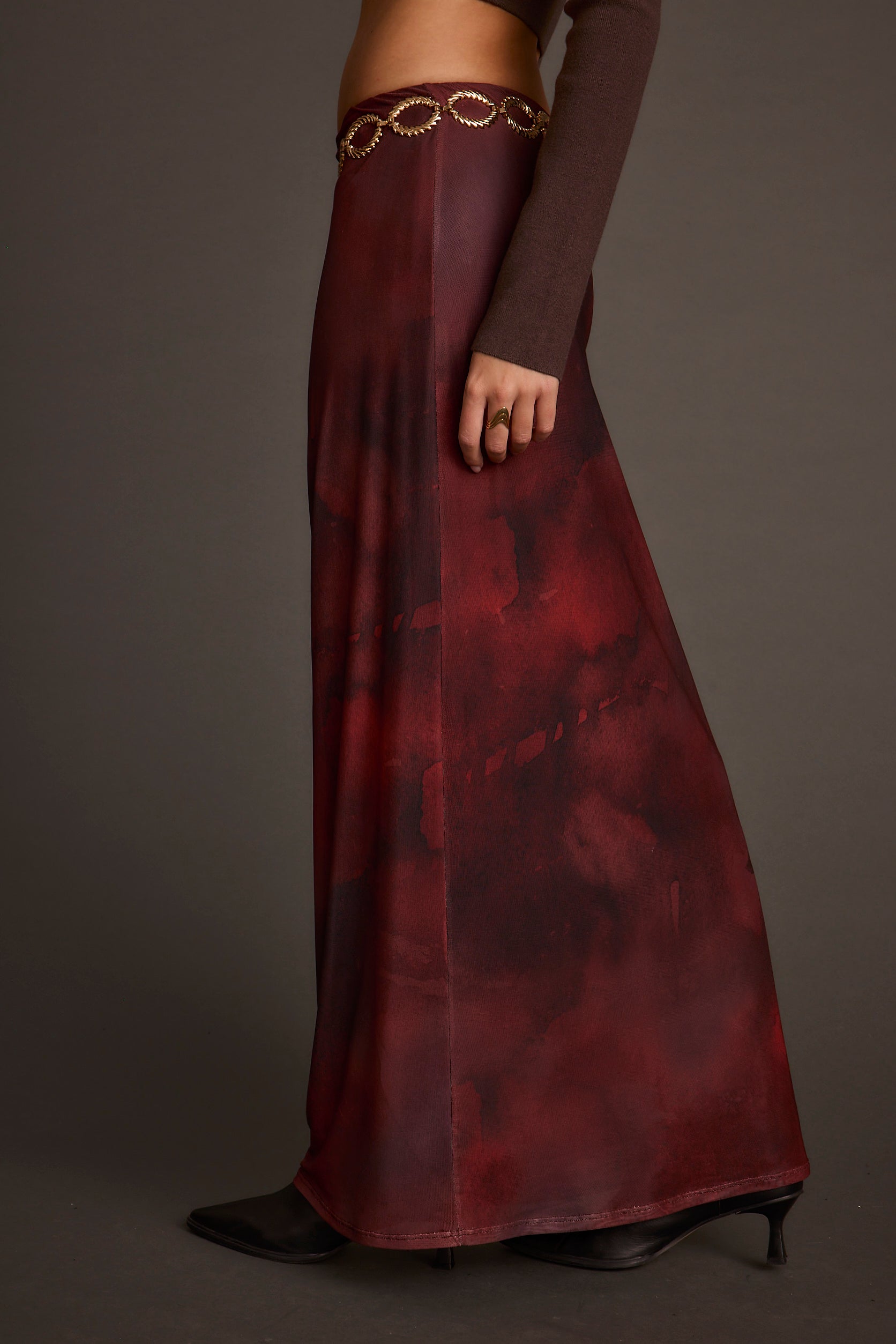 Julia Mulberry Blur Mesh Maxi Skirt