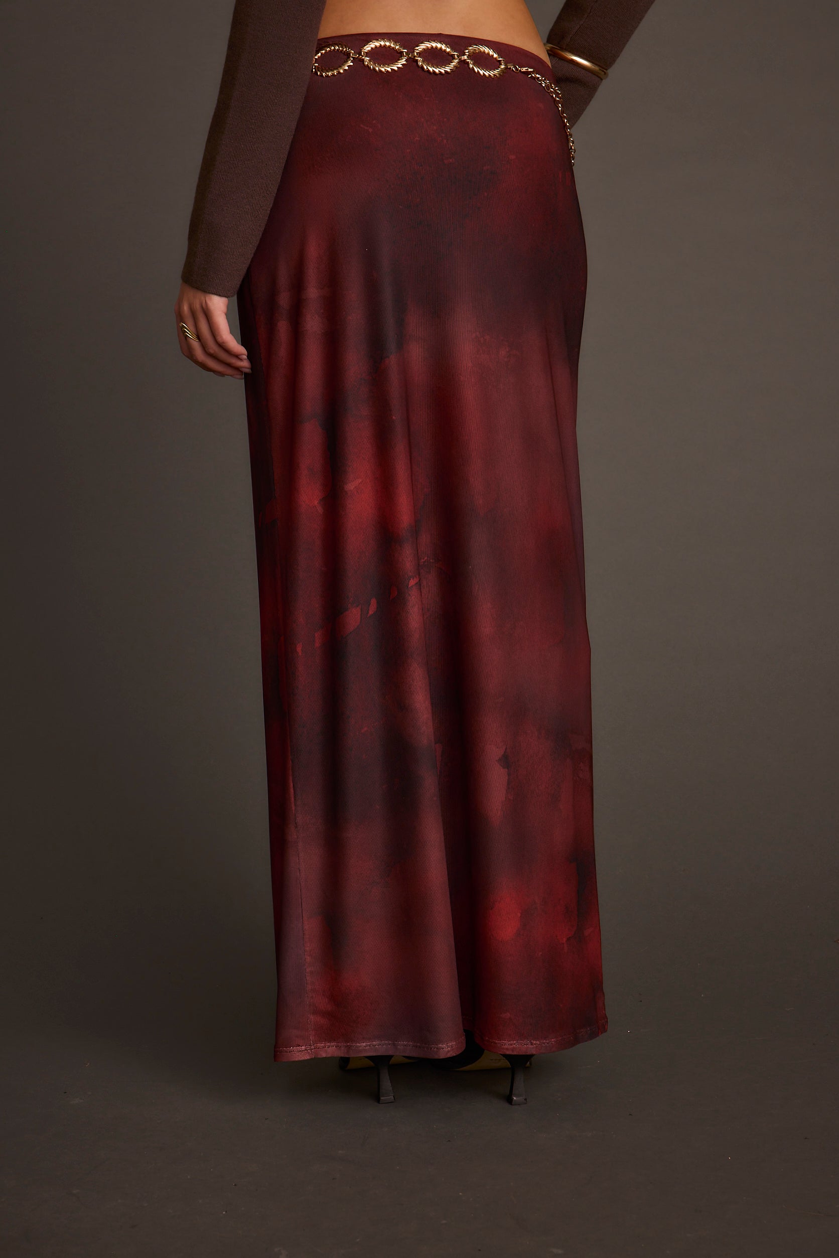 Julia Mulberry Blur Mesh Maxi Skirt