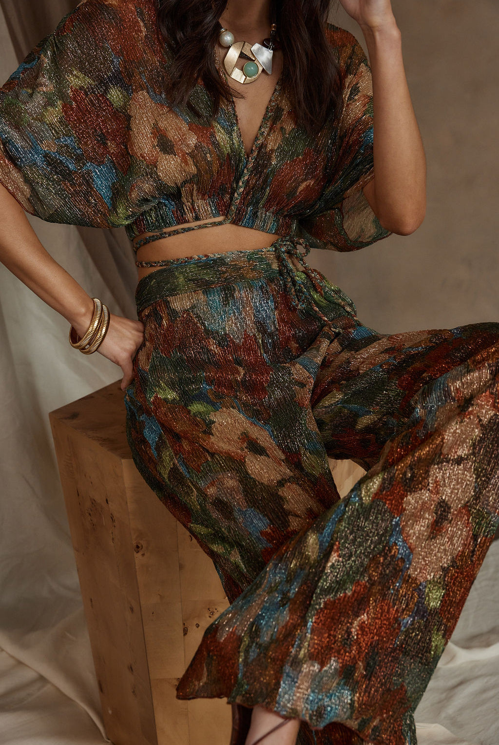 Cubana Rust Satin Bandeau Top