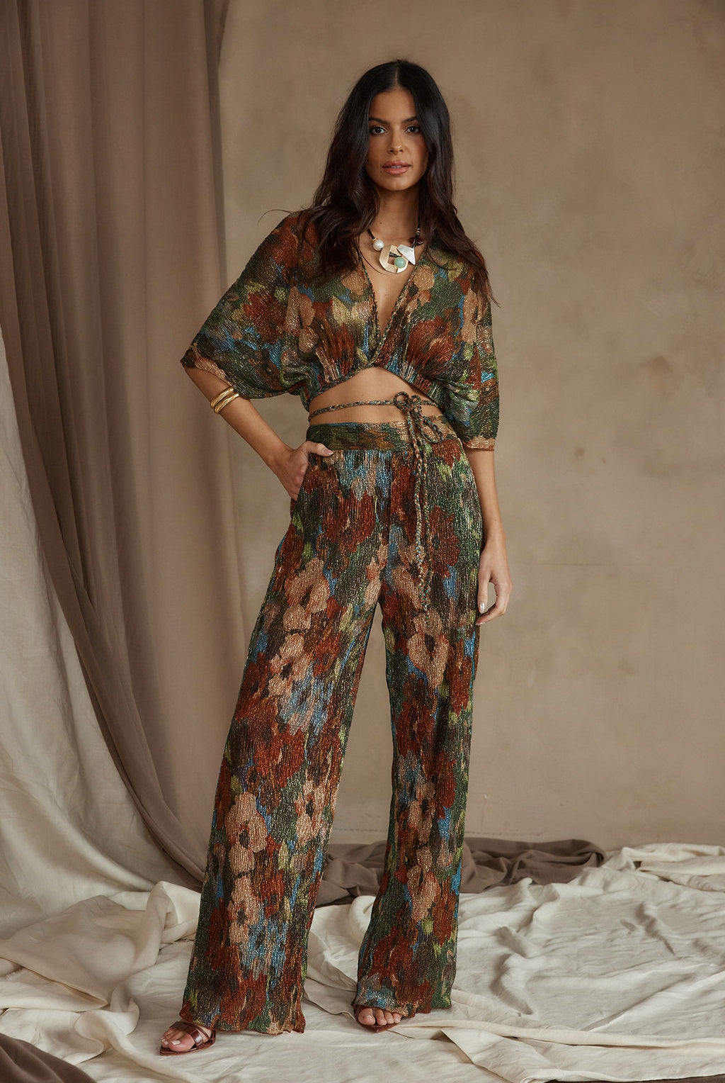 Cubana Rust Satin Bandeau Top