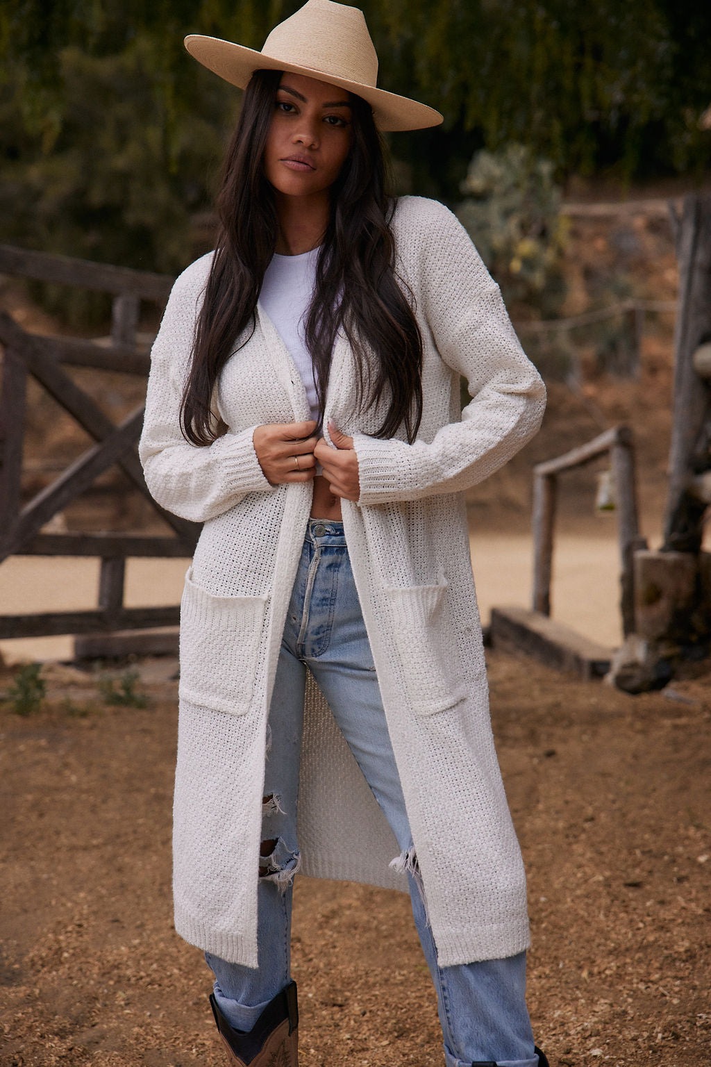 Kelsey White Long Cardigan