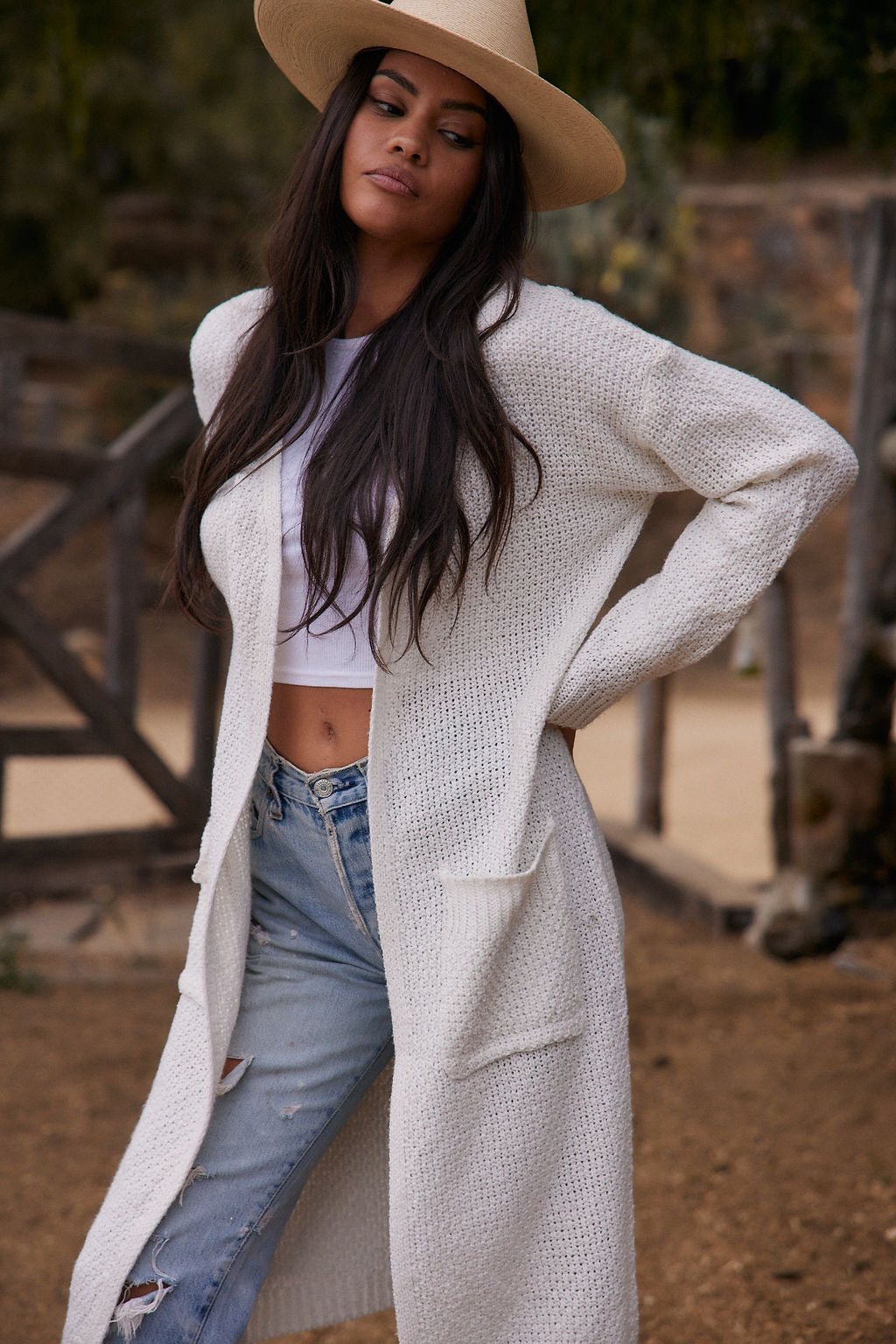 Kelsey White Long Cardigan