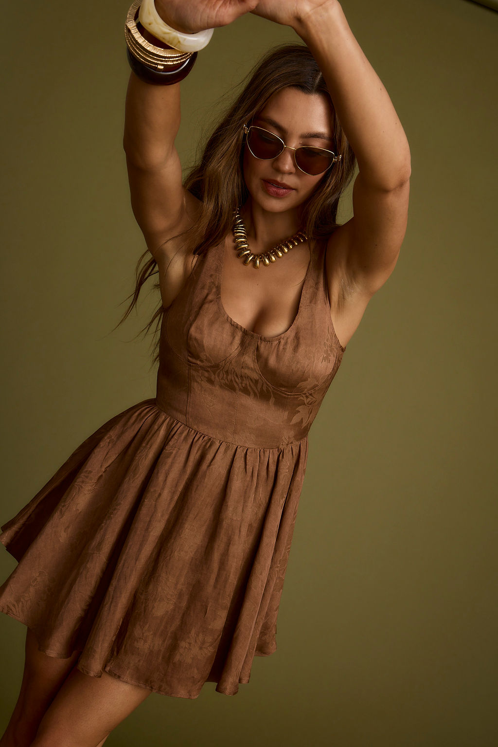 Normandy Printed Crochet Mini Dress