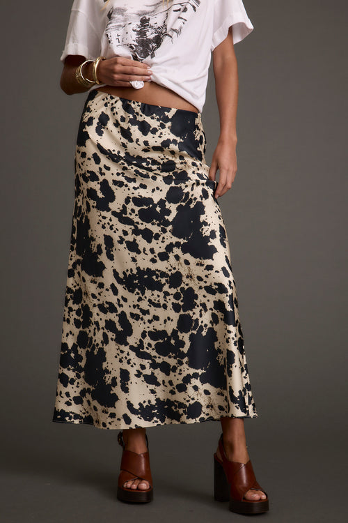 Back view of the maxi skirt showing the silhouette and fit.