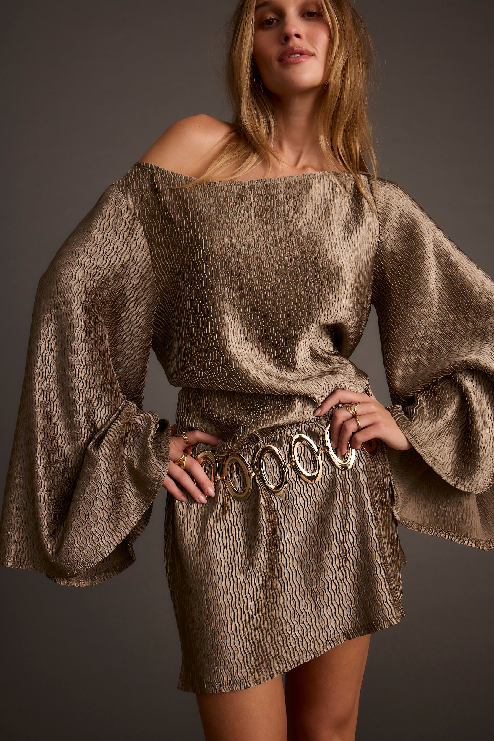 Kahlo Gunmetal Mini Dress