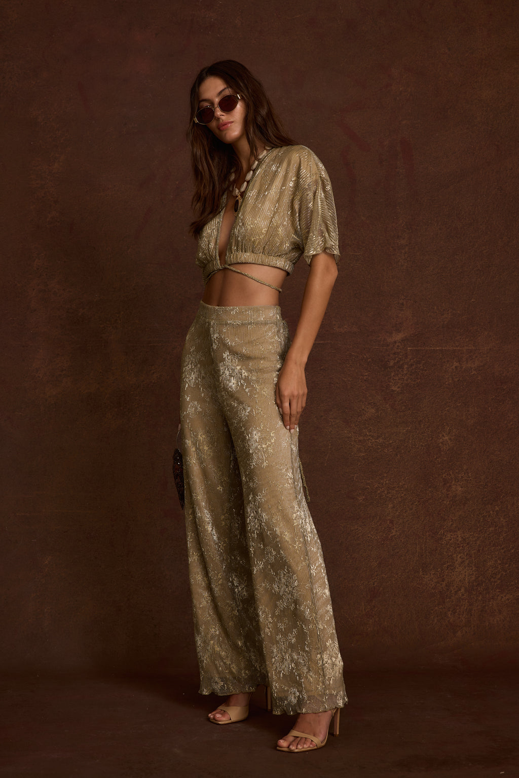 green emerald velvet dress Rose Gold Pleated Wide Leg Tuxedo Pant – Terese Sydonna