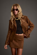 Kinsey Cognac Vegan Suede Cropped Trench