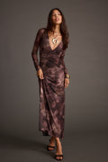 Kristin Plum Blur Mesh Maxi Dress